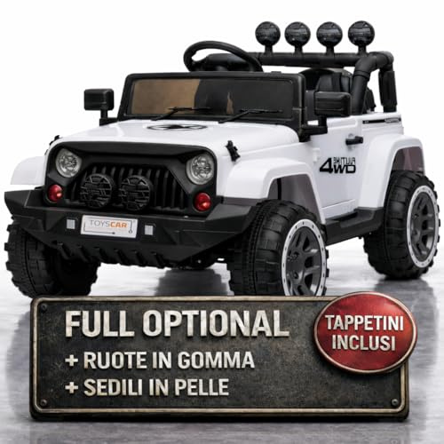 TOYSCAR Macchina Elettrica Per Bambini Fuoristrada Adventure Full Optional TAPPETINI e RUOTE IN GOMMA Auto Elettrica Per Bambini Telecomandata Sedile In Pelle Porte Apribili Doppio Motore12V