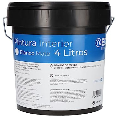 EDM 25400 Pintura Plastica Mate Interior, 4 l, Blanco