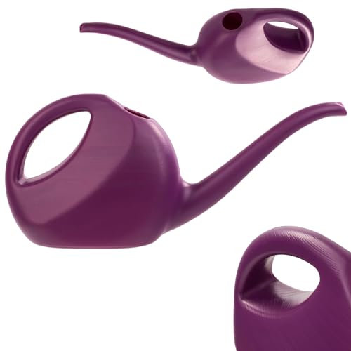 KADAX Annaffiatoio da 2 litri, piccolo annaffiatoio da giardino in plastica, annaffiatoio con beccuccio lungo, per interni ed esterni, casa, giardino, fiori, piante da appartamento(viola)