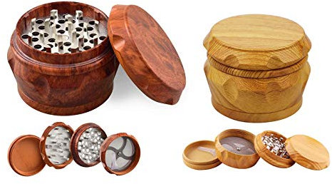 CDIYTOOL Macinino per erbe aromatiche, set da 2, in alluminio, grande capacità, con raccoglitore per polline, in resina leggera con separatore di polvere