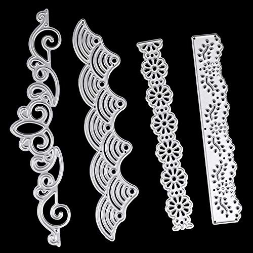 OOTSR 4 st metallskärning, spetsskärning, schabloner scrapbooking-utskärningar, kolstål präglingsmall för gör-det-själv-hantverk/papperskort tillverkning