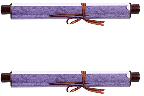 FOMIYES 2 Stück leere Schriftrollen zum Aufhängen, blanko Malerei, chinesische Xuan-Papierkunst, für traditionelle chinesische Kunstmalerei, Kalligraphie, Schreiben, Sumie vertikal, lila