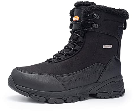 SHULOOK Men's Snow Boots Waterproof Warm Fur Lined Winter Hiking Boot Non-slip Outdoor Ankle High-top Shoes Work Hiker Trekking Trail