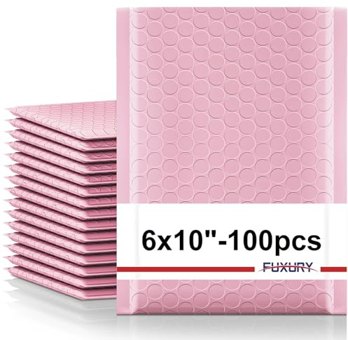 Fuxury Bubble Mailers 6x10 100 Pack Light Pink Padded Envelopes Usable Size 6x9 Self Seal Mailing Envelopes Bubble Padded Shipping Bags for Mailing,Packaging, Small Business, Boutique, Bulk #0