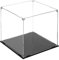 Cliselda Klar Acryl Vitrine mit Schwarzer Basis, Unmontiert Große Schaukasten Acryl Box für Action Figuren, Sammelfiguren, Spielzeug (25 x 25 x 25 cm)