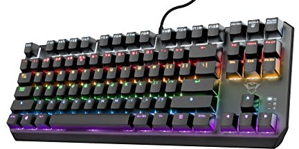 Trust Gaming GXT 834 Callaz TKL Mechanical Gaming Keyboard with UK Layout, Compact Tenkeyless Design (80%), Outemu Switches, Multicolour LED Lighting, USB Mechanical Keyboard for PC, Laptop, Mac