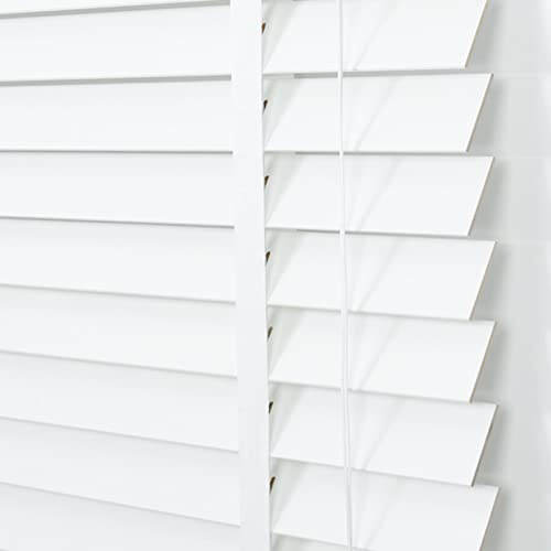 Jolan Weiße Jalousien 50cm 60cm 80cm 90cm 100cm 110cm 120cm,Horizontale Jalousie,50mm Breite Lamellen,Verdunkelung,Sichtschutz,Jalousette Holz,Vorhänge,Jalousetten Fenster,W×H-90x150cm/35.5x59in