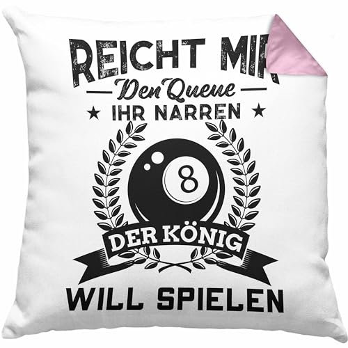 Trendation Billard Kissen mit Füllung 40x40 Geschenk Pool Spruch Geschenkidee Vater Opa Billard Profi (Rosa)