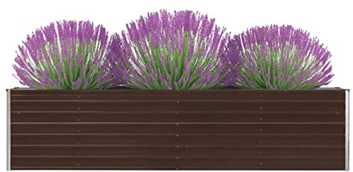 RONGQI Hochbeet, Palettenrahmen, Hochteich, Gemüsebeet, Kräuterregal Balkon, Blumenbeet, Kräuterspirale, Tomatenbeet, Pflanzhochbeet, 320 x 40 x 77 cm Verzinkter Stahl Braun