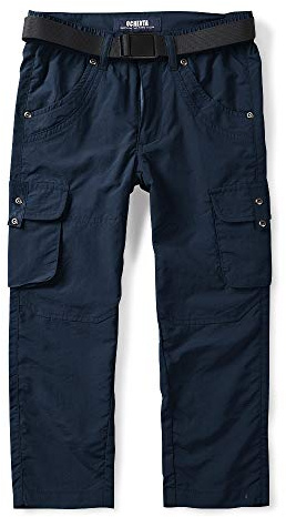 Aeslech Pantalon de randonnée léger pour homme et garçon, séchage rapide, pantalon de travail cargo d'extérieur, bleu, 12-13 Ans