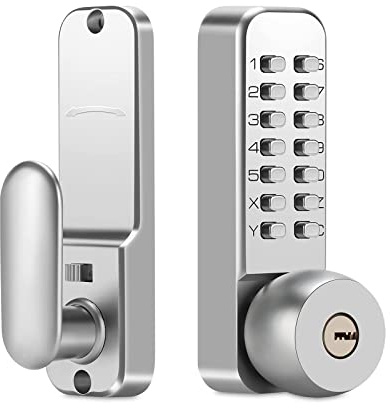 MeHiMe Mechanical Keyless Door Lock - No Electronic,Keypad Door Lock with Handle, Easy to Install,Suitable for Garages, Hotels, Offices, Warehouses