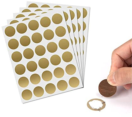 Skrapklistermärken, 150 st gyllene runda skrapklistermärken klistermärken DIY skrapkort graviditet tillkännagivande guld skrapklistermärke för festaktiviteter, favörer, anteckningar, gåvor överraskningar