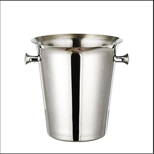 TONONE Secchiello per Punch in Acciaio Inossidabile Spesso da 5 Litri Raffreddatore per Birra per Vino Raffreddatore per Champagne Party KTV Secchiello per Ghiaccio a Doppio Orecchio, Argento