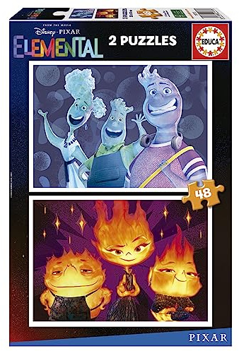 Educa - Puzzle 48 Teile für Kinder ab 4 Jahren | Pixar Elemental, Disney 2x48 Teile Puzzle, Puzzleset für Kinder ab 4 Jahren, Puzzleset, Kinderpuzzle (19733)