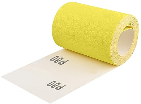 Shineboc 93 mm x 5 metros grano 80, papel de lija de cuarzo para madera, metal, pintura, yeso, masilla, automoción, compatible con lijadoras manuales