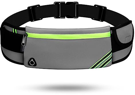 USHAKE Running Belt with Bounce-Free Pouch for iPhone and Samsung Galaxy - Ideal for Running, Walking, Cycling, and Gym Workouts Grey
