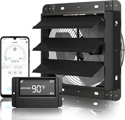 Brogachy 300mm Smart till och frånluftsfläkt Wifi-App, industriell väggfläkt 1580 m³/hför uppvärmning, kylning, booster, tillväxttält, hydrokulturer, hemmabruk, ventilation och frånluftsfläkt