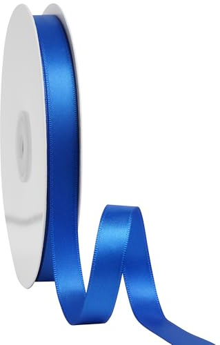 LIUYAXI Double Faced Blue Stain Ribbon, 1/2 X 50 Yards, Use for Gift Wrapping, Flower Bouquets, Bows Making, Wedding Decoration, Christmas