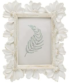YULINK 6,3 x 8,9 cm kleiner Vintage-Bilderrahmen, winziger antiker weißer verzierte Fotorahmen für Tischplatte und Wand, dekoratives Blumendesign, Retro-Heimdekoration
