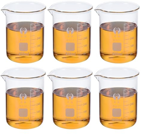 PATIKIL 500ml Low Form Glass Beaker, 6 Pack 3.3 Borosilicate Glass Graduated Printed Scale Measuring Cups with Spout for Kitchen Lab Liquids