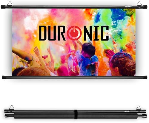 Duronic BPS100 16:9 Projektorleinwand, Beamerleinwand 100 Zoll, Heimkino mit 4K Full HD 3D, Rolloleinwand 1.0 Gain, Beamer Leinwand für Wandmontage, Filmnacht, Videoleinwand für Büro Schulen