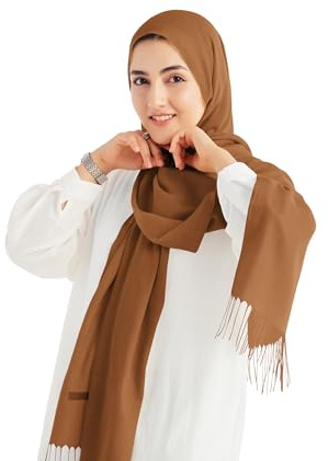 Xirhoot Cotton Hijab Scarf for Muslim Women - Breathable Head Scarf (Cocoa)