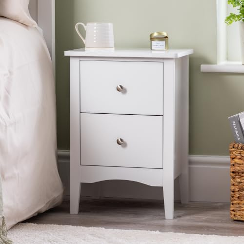 CHRISTOW 2 Drawer Bedside Table, White