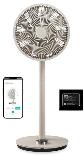 Duux Whisper Flex Grège - Ventilateur silencieux sur pied - Ventilateur sur pied avec télécommande - Minuterie incluse 26 vitesses - Ventilateur AVEC batterie - Ideal pour chambre ou maison