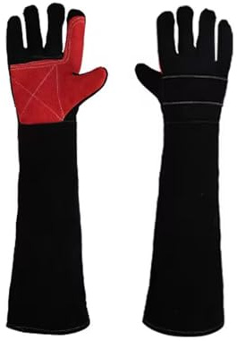 SEHXIM 23.6 Inch Long Sleeves Welding Safety Gloves, Heat Resistant Stove Fire And Barbecue Gloves, Bite Proof Animal Handling(Black)
