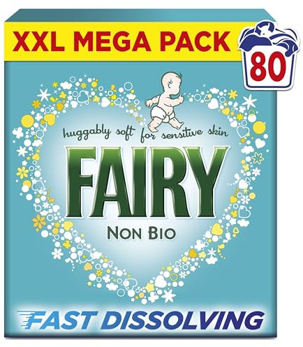 Fairy Non Bio Washing Powder 4.4kg, 80 Washes, for Sensitive Skin, with Anti-residue Technology - Packaging May Vary