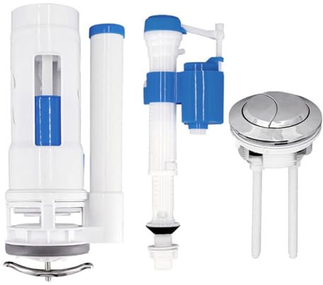 Toilet Flush System Replacement, Dual Flush Valve 20cm Toilet Cistern Flush Part Double Button Control Drain Valve for Tank Height 22-26cm General Toilet Cistern Fittings for Bathroom Home (24cm Kit)