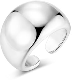 ALEXCRAFT Anelli Acciaio Inossidabile Donna Chunky Anello Regolabile Donna Argento Anello Uomo Argento Design Aperto A Fascia Larga