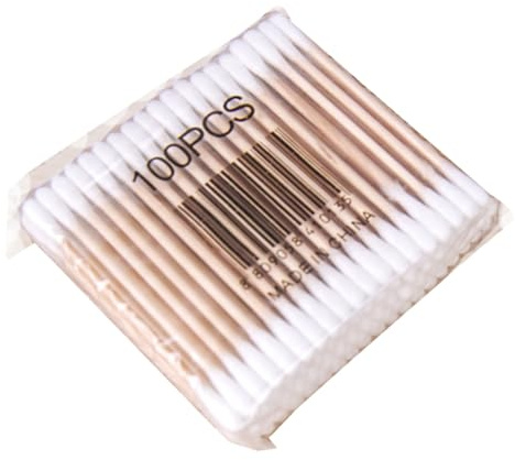 Healeved 100pezzi Cotton Swabs in Wooden Double-ended Design Safe for Face and Body Use Wooden Sticks Resist Breaking Providing Comfortable Handling Included