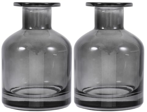 HOMSFOU Glass Diffuser Bottles: 2 Pcs Empty Reed Diffuser Container Refillable Aromatherapy Jars Replacement Bottles for DIY Home Fragrance & Essential Oils, 150ml/5oz (Dark Grey)