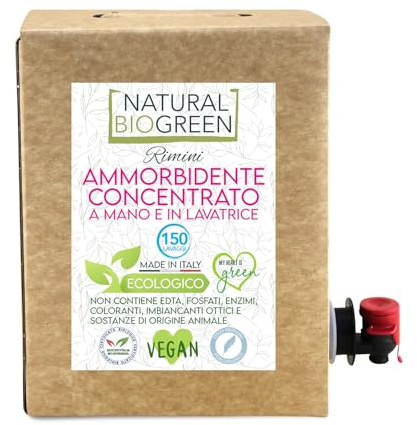 Naturalbiogreen Ökologischer Weichspüler für Hand und Waschmaschine, ohne Parfüm, hypoallergen, 3 Liter