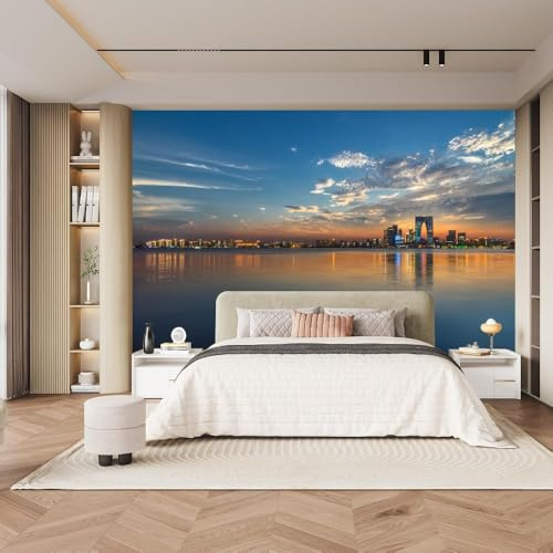 Fotomurales Decorativos Pared NuEVA York 300x210 cm Papel Pintado Tejido No Tejido Neón de La Ciudad Fotomural 3D Mural Paredes Papel Tapiz Decoración Salón o Dormitorio a-1388