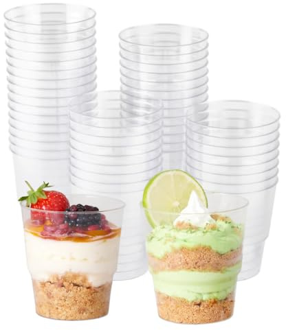 eMKay® Pack of 20 – 5oz Clear Reusable Plastic Dessert Cups | Small Reusable Dessert Bowls for Jelly, Mousse, Trifle & Pudding | BPA-Free Reusable & Recyclable