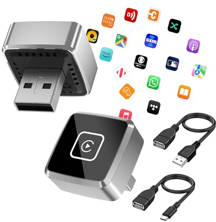 Mini Wireless CarPlay Adapter for Apple, 2026 Upgrade CarPlay Dongle Konvertiert Kabelgebunden zu Kabellos for iPhone, USB C/A Plug and Playfür only für iOS 10+