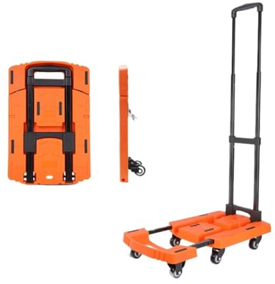 Moving Trolley, Retractable Trolley Foldable Flatbed Transporter Truck Sack Trolley(Orange)
