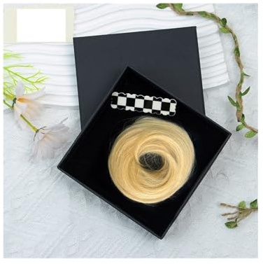 Dutts av äkta hår, chignon, rörig kutt, hårdelar, munkchignon med elastiskt gummiband, hästsvans, hårgummi, hårstycke för kvinnor hårponytail för kvinnor flickor (ljusblonda)