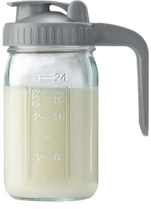 Générique Lait maternel endormi 32 oz en verre fuite de rangement de stockage de stockage lait maternel lait maternel, couvercle et bec, bocal large bouche de liquide, thé gelé, jus