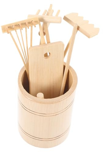 TOYANDONA Râteau de Jardin Zen Miniature 7 Pièces en Bambou Naturel pour Garçon et Filles, Outils de Bac à Sable, Décoration de Jardin Zen, Ensemble Ludique et Créatif pour Jeux en Plein