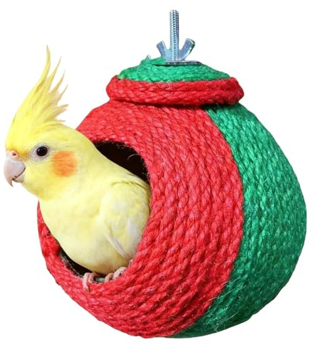 Generico Haus für Papageien – Geschlossenes Haus aus Sisalseil für Hamster | für Hamster: Schlafen, Spielen, Nisten und Ausruhen, geeignet für den Innen- und Außenbereich im Haus