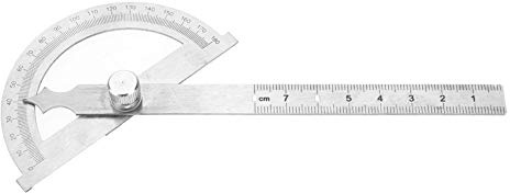 SIXRUN Goniometro in Acciaio Inossidabile, Righello e Calibro Angolare con Dado di Bloccaggio per Misurazione Facile, 0-180 Gradi, 0-15 Cm (80 * 120 mm)
