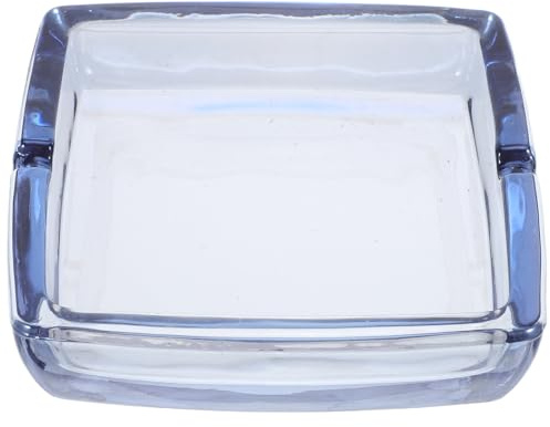 BAZEITFLOW Cenicero Decorativo de Cristal Azul, Cuadrado y Estable, Ideal para Mesa y Ambiente de Oficina, Uso en Fiestas y Hogar