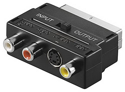 goobay 33575 Adaptateur péritel vers Composite Audio/vidéo et S-Vidéo; in/Out - Péritel mâle (21-pin) > 3X RCA Femelle + Mini-DIN 4 Femelle (S-Video)