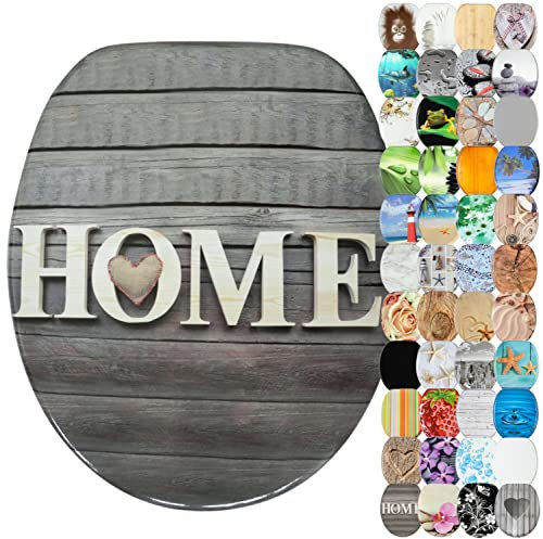 Sanilo WC-Sitz mit Absenkautomatik I Hochwertiger Toilettensitz aus Holz I Toilettendeckel in verschiedenen Motiven (Welcome)