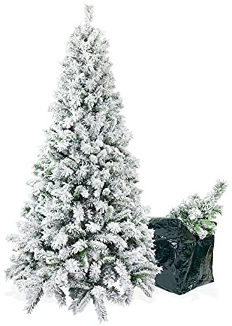 BOP Albero Di Natale Slim Innevato NewArtemide 180 Cm Con Borsa Porta Albero, Folto E Realistico, Rami In Pvc, Neve Anti Caduta, Effetto Naturale. Design Salvaspazio Alto E Stretto Alla Base
