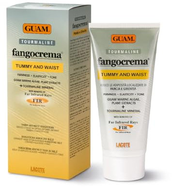 GUAM Algae Anti Cellulite Cream for Tummy & Waist, 150ml Mud based Hot Skin Tightening Cream for Stomach with Black Tourmaline & Caffeine, Natural Cellulite Remover, Belly & Tummy Skin Firming Cream