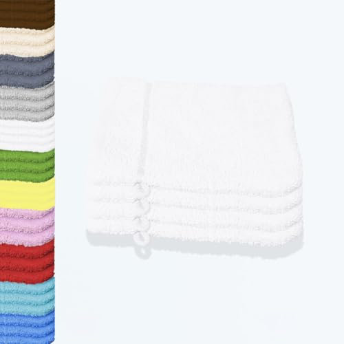 Style Heim 4 Stück Waschlappen Waschhandschuh Frottier aus Baumwolle ca. 15x21 cm 480 g/m² Weiß